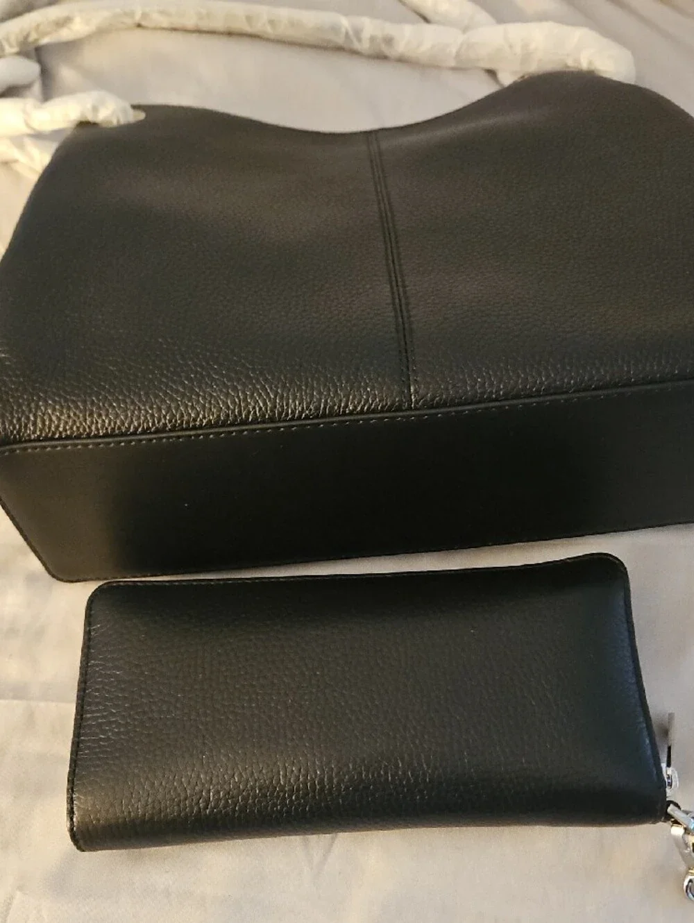 Michael Kors Black Leather Shoulder Bag and Large Wallet Set